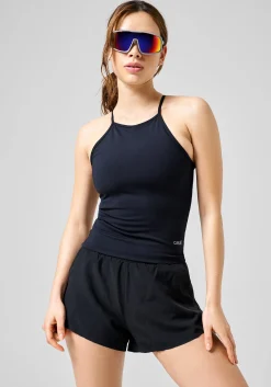 Built-In-Bra Halterneck Tank - Black