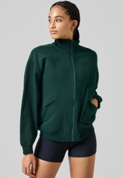 Comfy Full Zip Sweater - Dark Pine