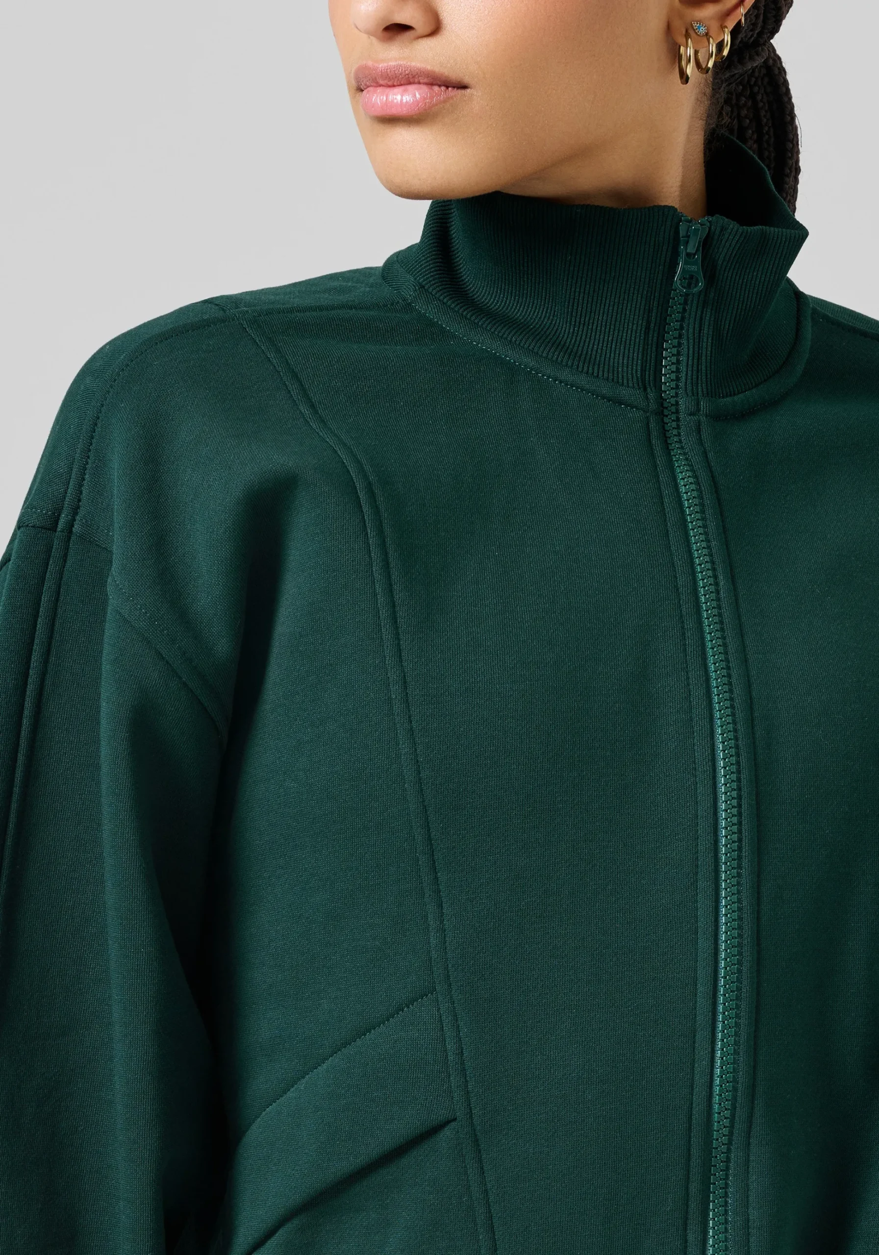 Comfy Full Zip Sweater - Dark Pine