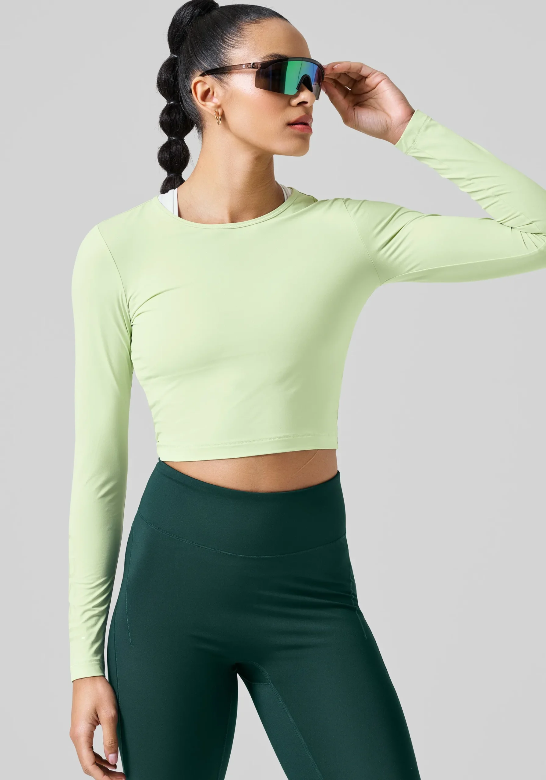 Graphic Crop Long Sleeve - Cool Matcha