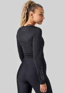 Graphic Crop Long Sleeve - Black