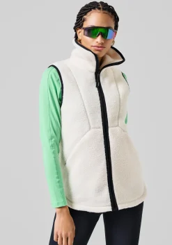 High Collar Pile Vest - Off White