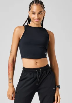 Laser Mesh Crop Top - Black