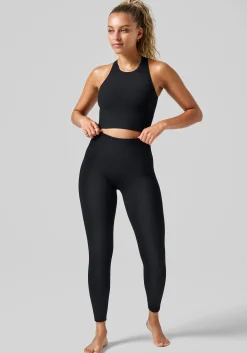 Multi Rib Seamless High Waist Tights - Black