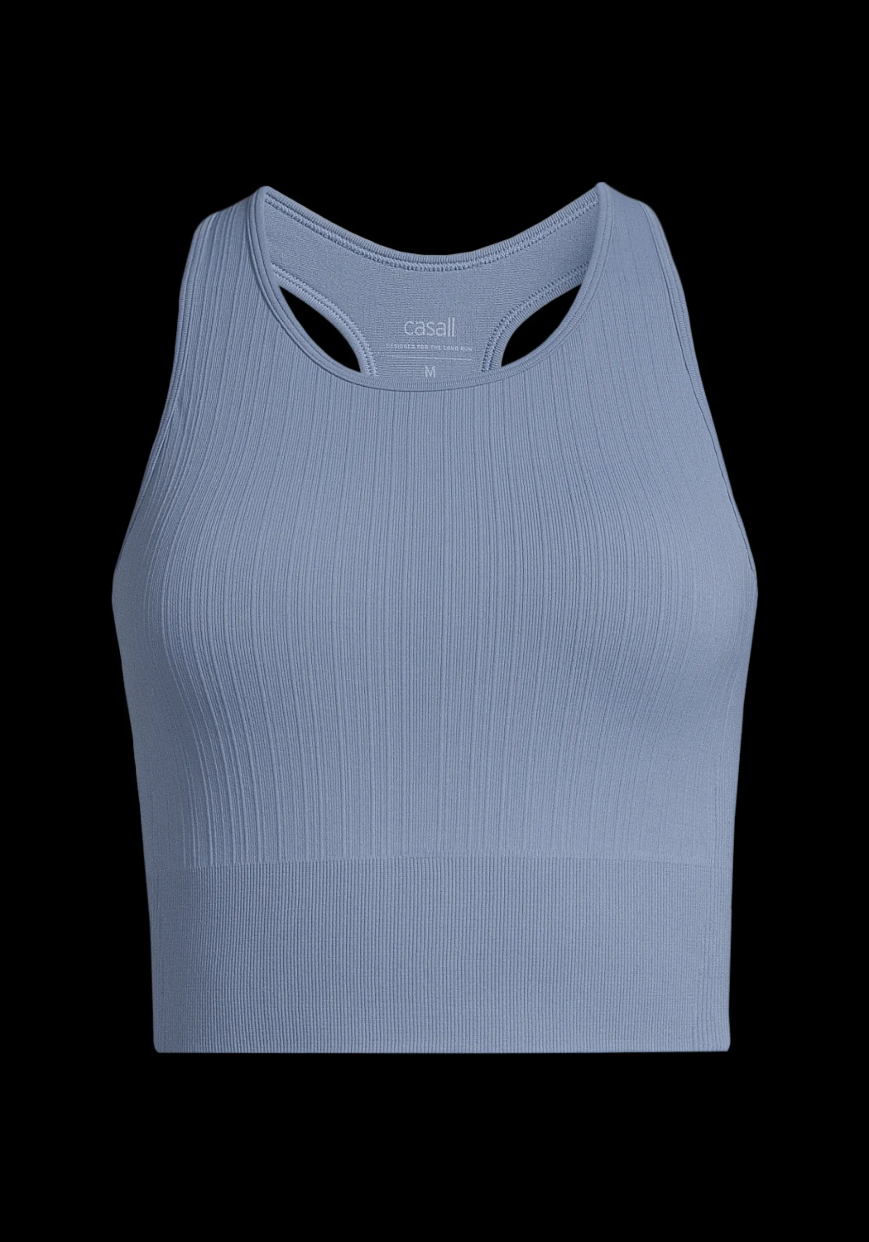 Multi Rib Seamless Padded Sports Top - Sense Blue