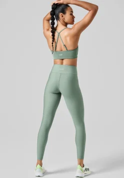 Overlap High Waist Tights - Dusty Green