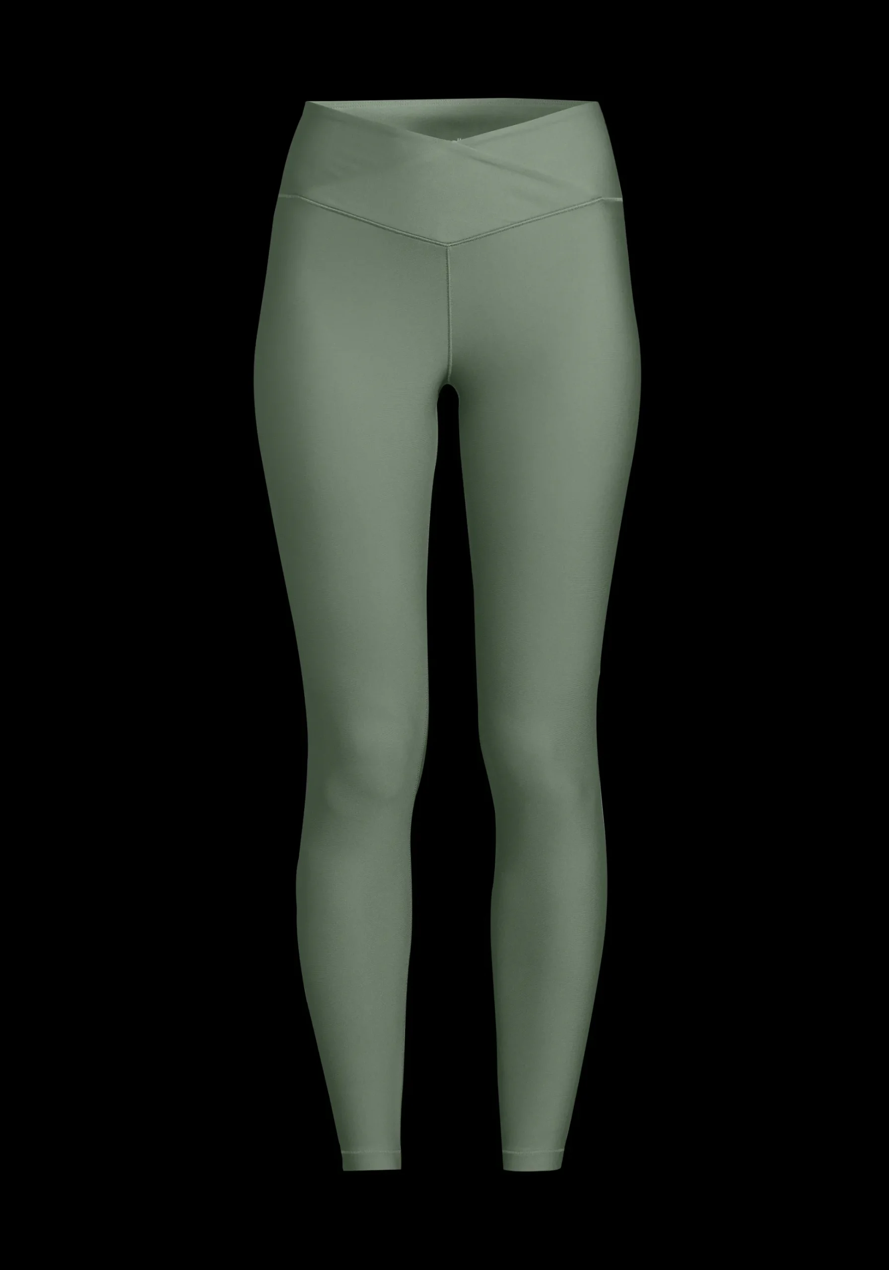 Overlap High Waist Tights - Dusty Green