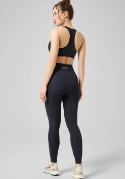 Overlap High Waist Tights - Black