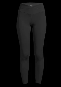 Overlap High Waist Tights - Black