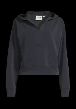Peachy V-Neck Hoodie - Almost Black