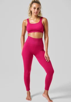 Scallop High Waist Seamless Tights - Punch Pink