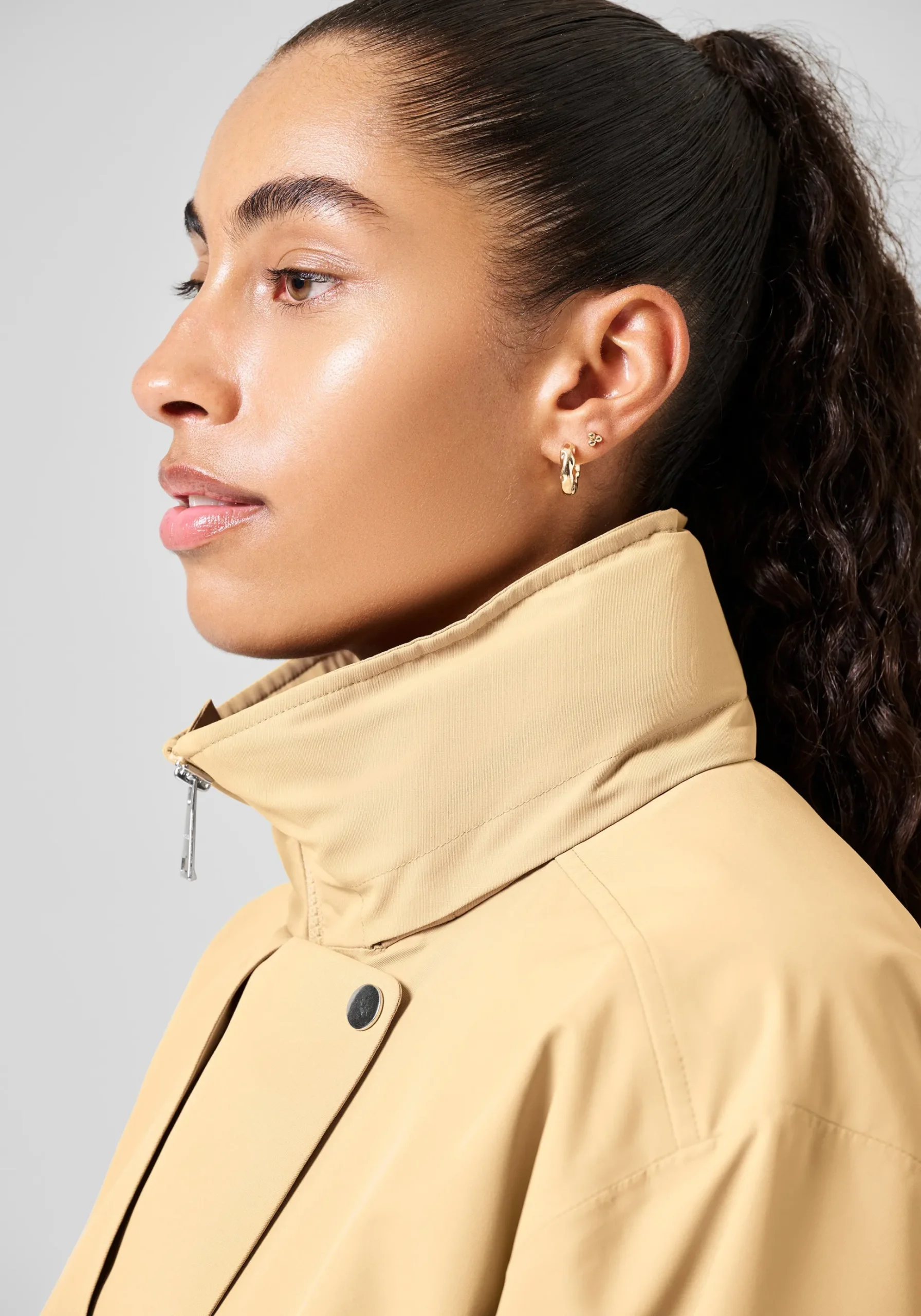 Scandi Trench Rain Coat - Sand Beige