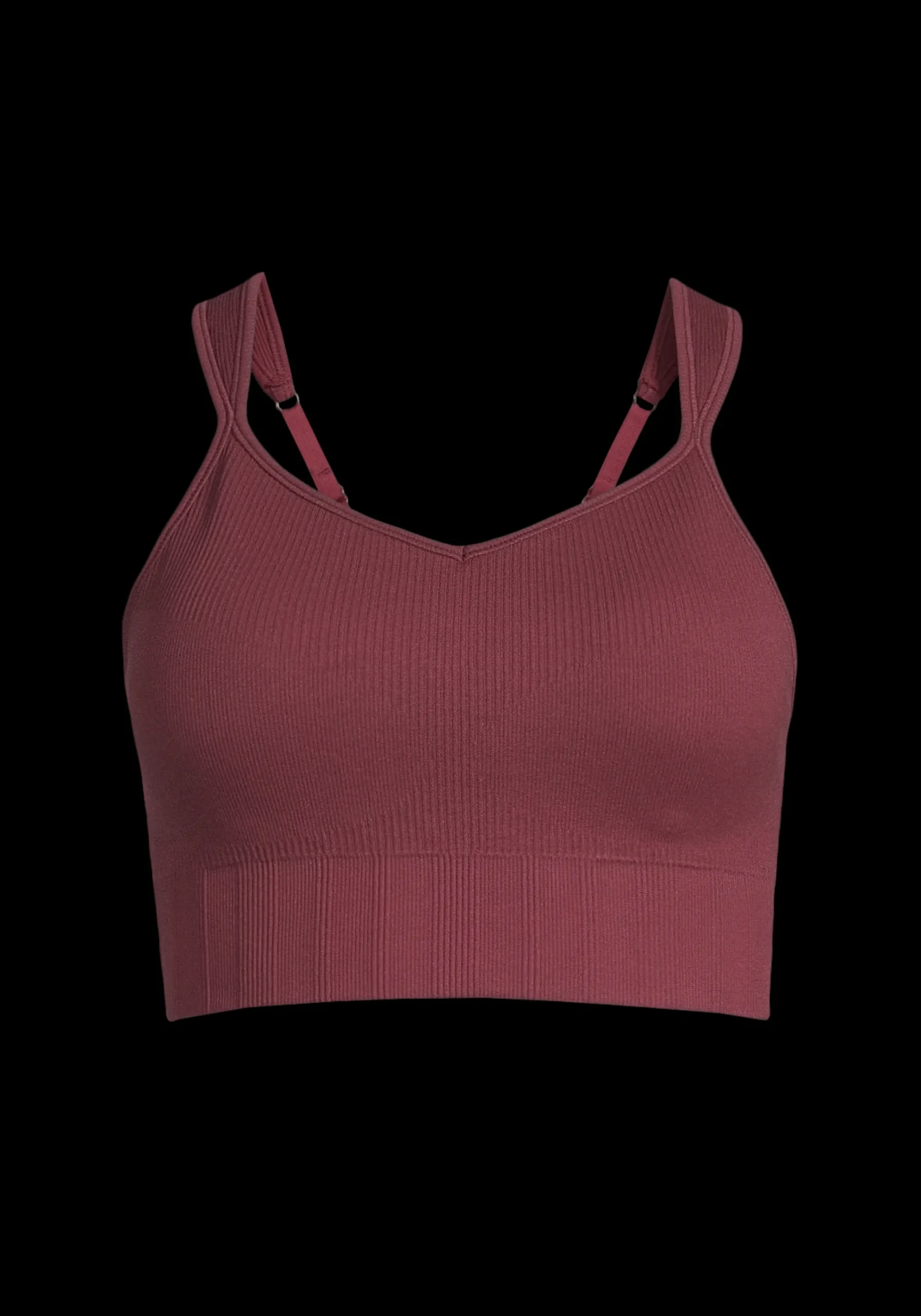 Seamless Rib Padded Sports Bra - Evening Red