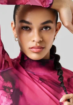 Sheer Mock Neck Longsleeve - Ice Pink