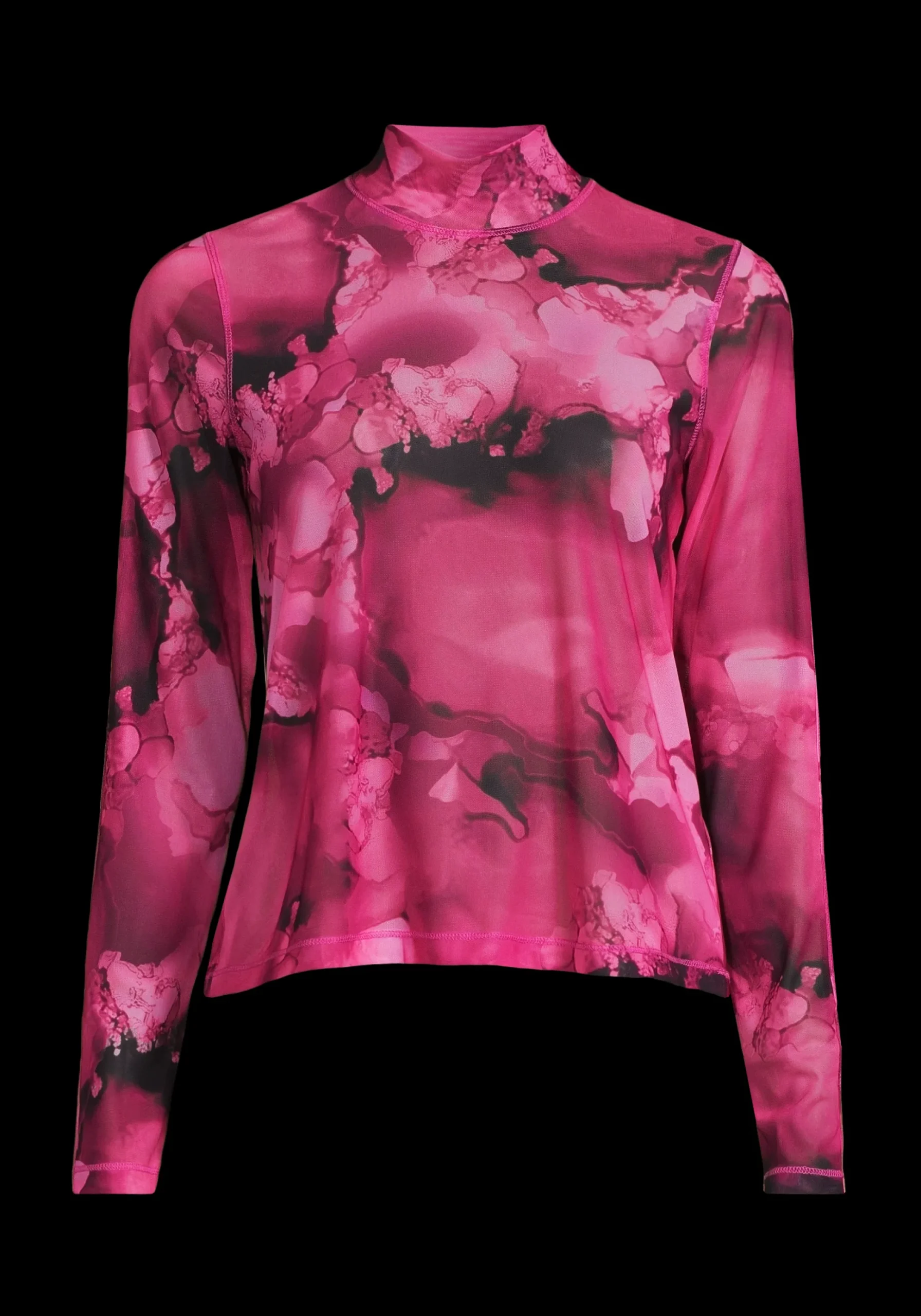 Sheer Mock Neck Longsleeve - Ice Pink