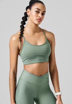 Sleek Strappy Sports Bra - Dusty Green