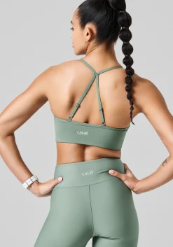 Sleek Strappy Sports Bra - Dusty Green