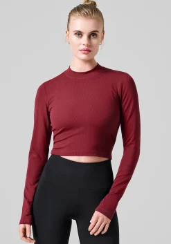 Soft Rib Mock Neck Long Sleeve - Evening Red
