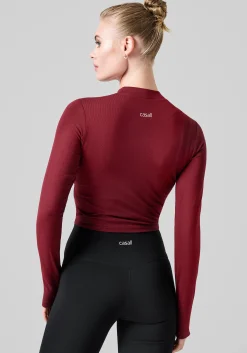 Soft Rib Mock Neck Long Sleeve - Evening Red