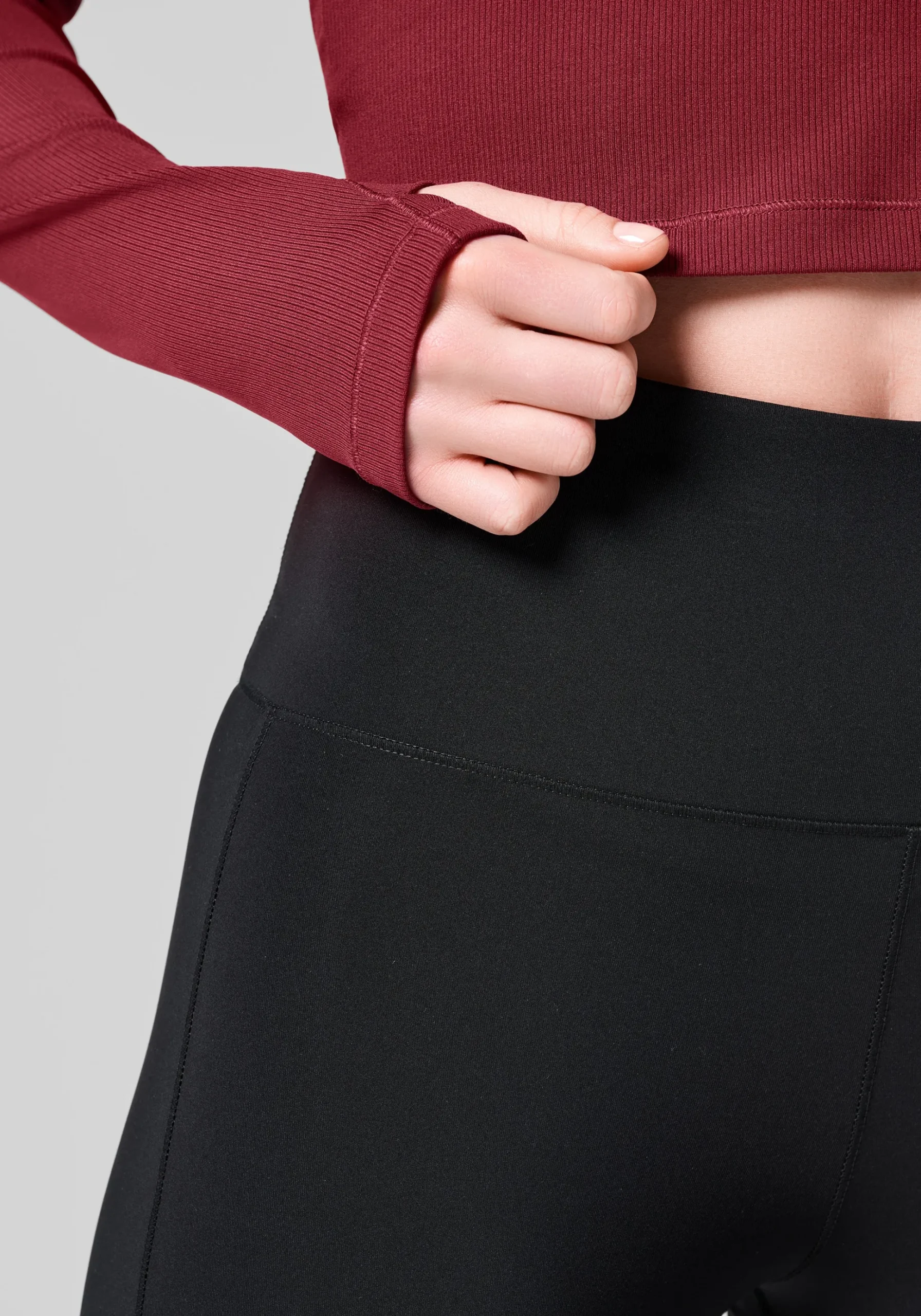 Soft Rib Mock Neck Long Sleeve - Evening Red