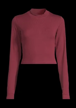Soft Rib Mock Neck Long Sleeve - Evening Red