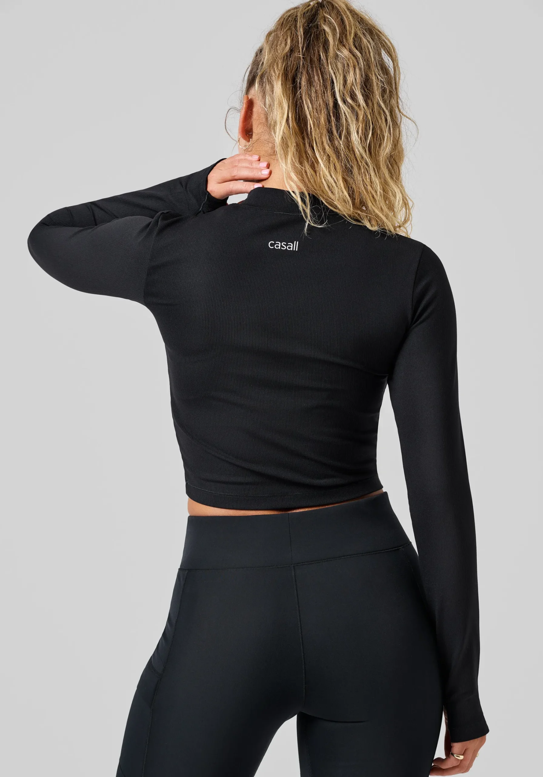 Soft Rib Mock Neck Long Sleeve - Black