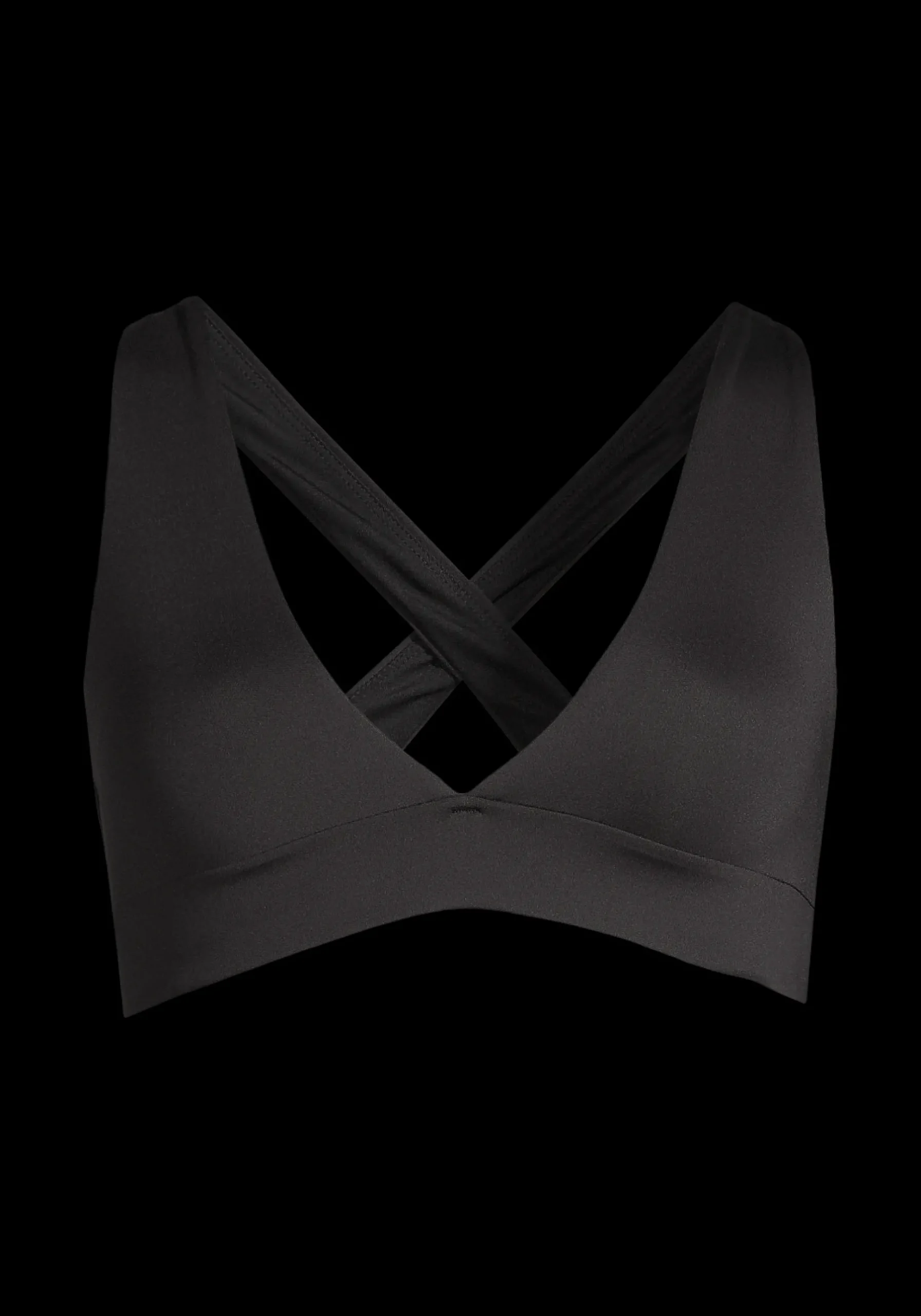 V-Neck Crossback Bikini Top - Black